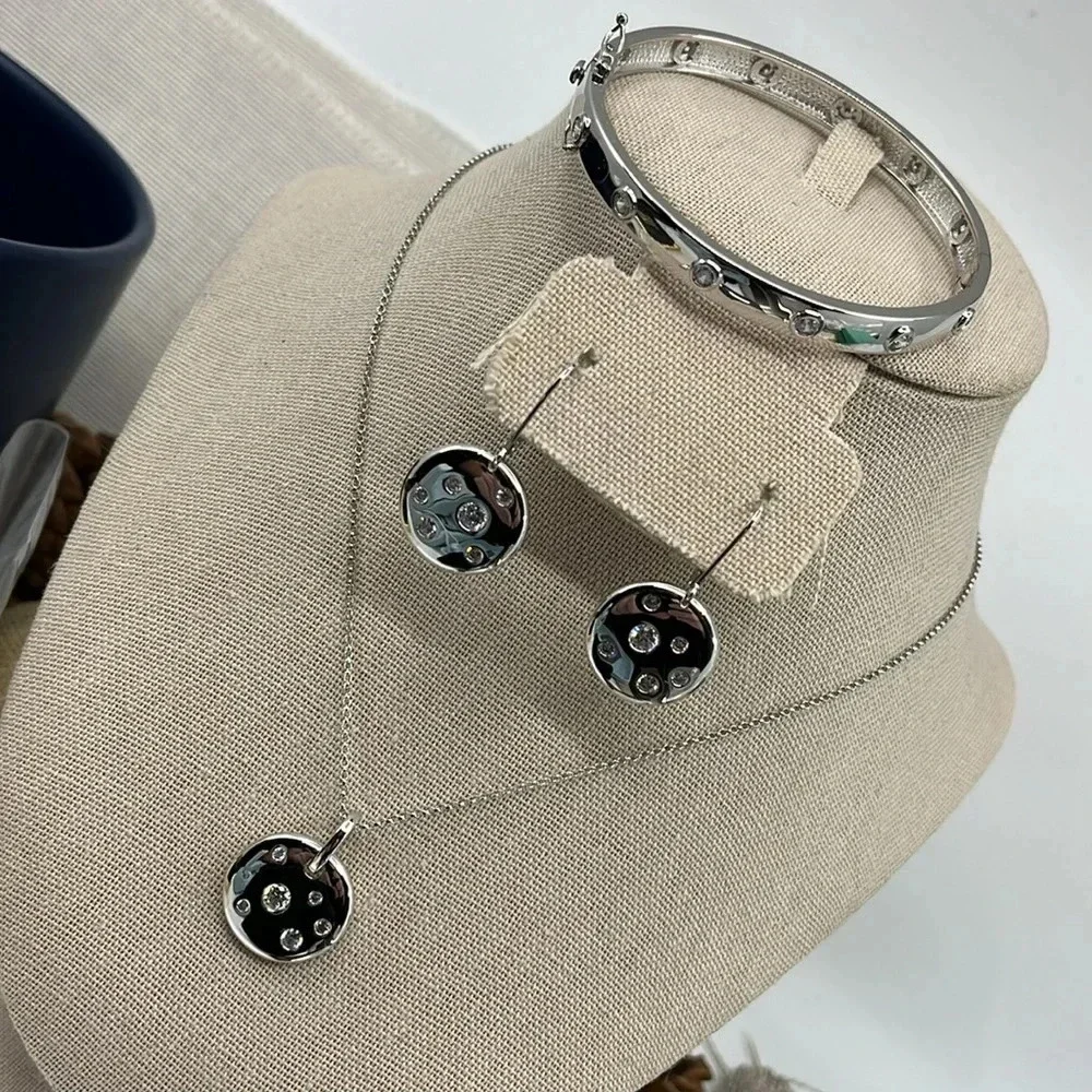 Epiphany & Diamonique Matching Necklace, Bracelet, Earring - Qvc Early 2000's